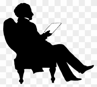 Victorian Silhouette Clipart - Man Reading Book Silhouette Png Transparent Png