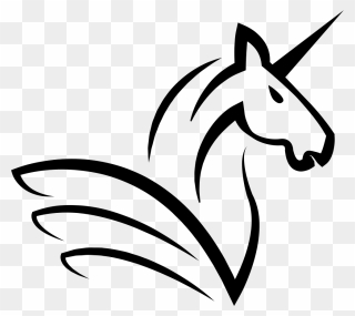 Transparent Horse Clipart Black And White - Simple Outline Unicorn Tattoo - Png Download