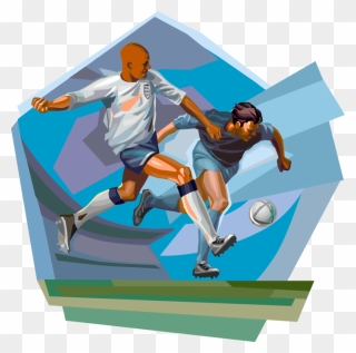 Vector Illustration Of Football Soccer Players Chase - Playing Soccer Clip Art - Png Download