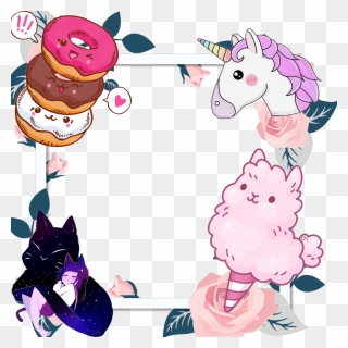 #cute #unicorn #galaxy #frame #cottoncandy #donuts - Valentines Day Border Png Clipart