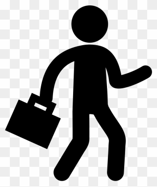 Businessman Silhouette Walking With Suitcase Svg Png - Man With Briefcase Icon Clipart