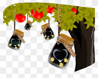 #ftestickers #clipart #cartoon #tree #jars #stars - Tree - Png Download