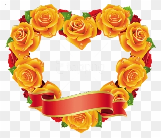 Free Png Best Stock Photos Yellow And Red Roses Heart - Heart Flower Frame Png Clipart