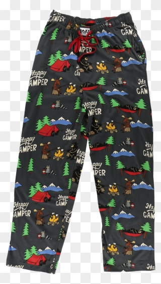 Happy Camper - Men Cartoon Pajama Pants Clipart