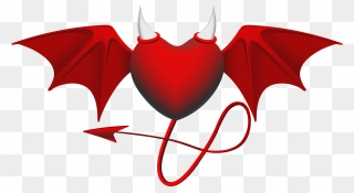 Devil Clipart Angel Heart - Devil Wings With Heart - Png Download
