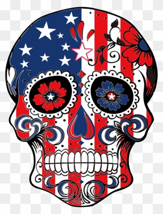 Soldiers Vector Sugar Skull - American Flag Sugar Skull Clipart