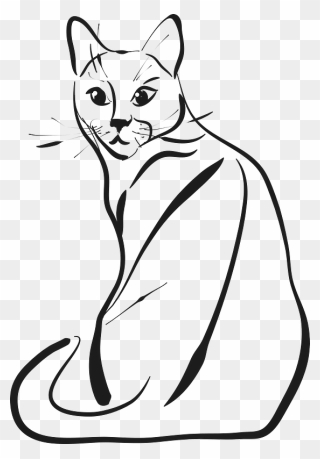 Drawn Cat Clipart - Facil Dibujos De Gatos A Lapiz - Png Download