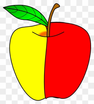 Red And Yellow Apple Clipart - Png Download