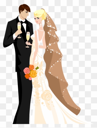Wedding Invitation Wedding Cake Personal Wedding Website - Bride And Groom Illustration Clipart