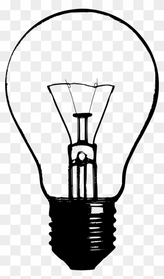 Incandescent Light Bulb Clip Art - Bulb Clipart Black And White - Png Download