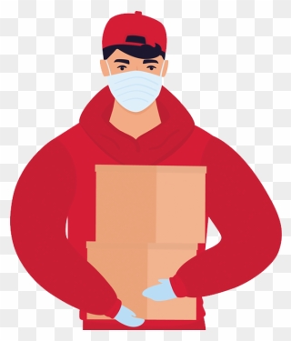 Food Delivery Boy Covid Clipart