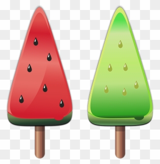 Food, Ice, Melon, Summer, Sweets, Water Ice, Red, Green - Ice Pop Clipart