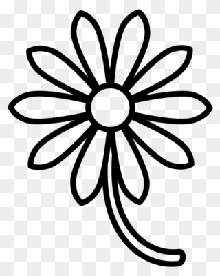 Daisy Flower Outline Flat Icon Sticker - Flower Outline Png Icon Clipart