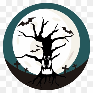 Haunted Tree Halloween Wall Sticker - Bridge Clipart