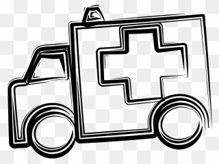 Sketched Ambulance - Moving Ambulance Clipart Black And White - Png Download