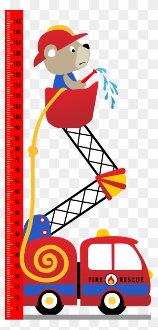 Fire Engine Height Chart Height Chart Wall Sticker - Medidor Altura Para Niños Coches Clipart