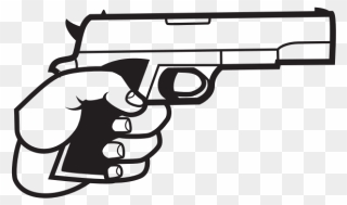 Gun In Hand Silhouette - Cartoon Hand Holding Gun Clipart