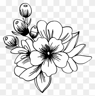 Flower Png Black And White Clipart