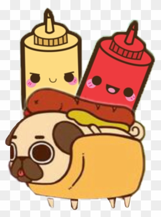 #hotdog #ketchup #mustard - Pug Chibi Clipart