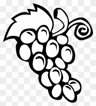 Black, Simple, Food, Fruit, Wine, Grapes, Outline - Black And White Clipart Of Grapes - Png Download