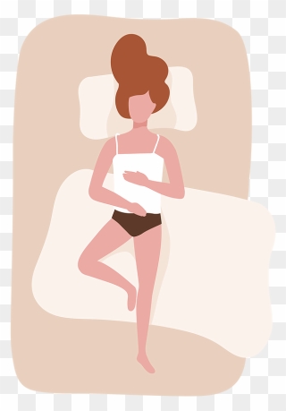 Girl Laying On Bed Cartoon Top View Clipart