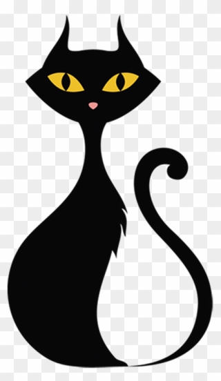 Black Cat Clip Art Drawing Kitten - Black Cat Clipart Halloween - Png Download