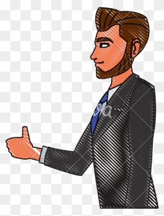 Drawing Character Business Man With Suit Profile - Cartoon Clipart