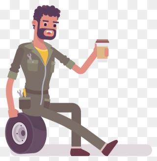 Getting New Tires - Cartoon Clipart