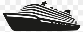 Black And White Cruise Ship Clipart - Png Download