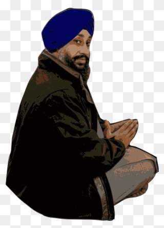 Sikh Man - Isolated - Sikh Man Elderly White Background Sitting Clipart
