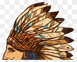 Native American Feather Women Head Clipart