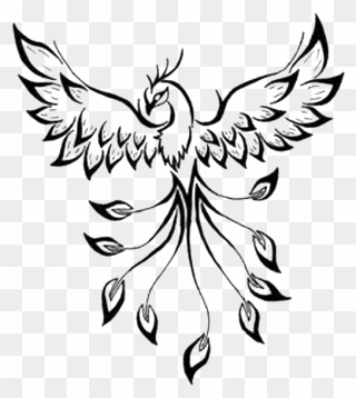 Tattoo Phoenix Flash Drawing Image - Phoenix Tattoo Outline Clipart