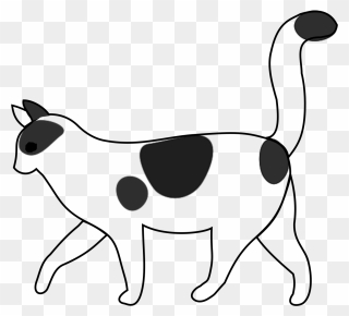 Cat Walking Clipart Black And White - Png Download