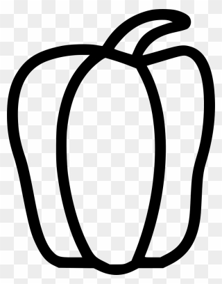 Outline Pepper Clipart Black And White - Capsicum Black And White - Png Download