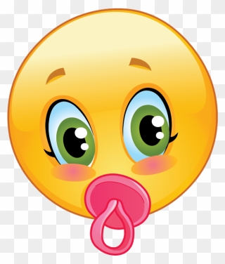 Pacifier Clipart Emoji - Baby Smiley Face - Png Download