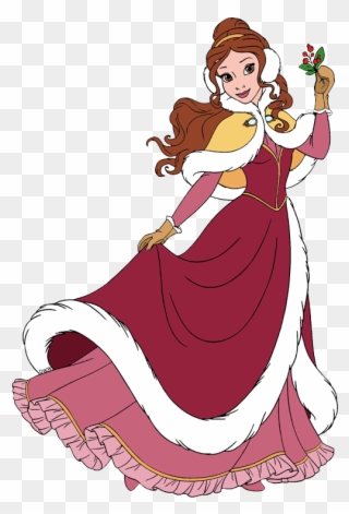 New Belle Holding Mistletoe - Beauty And The Beast: The Enchanted Christmas Clipart