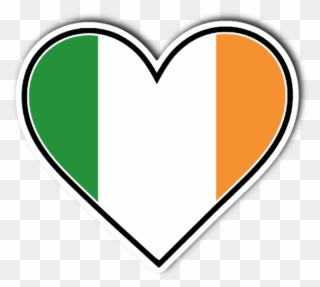 Irish Flag Heart Vinyl Die Cut Sticker - Heart Clipart