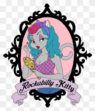 Rockabilly Kitty - He Ll Bunny Pom Pom Dress Clipart