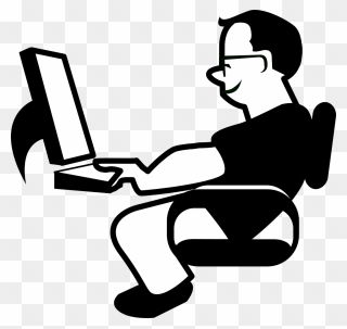 Man Using Computer Svg Clip Arts - Man At Computer Clipart - Png Download