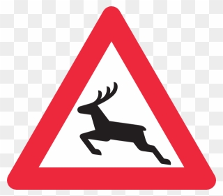 Deer Crossing - Sharp Curve Right Sign Clipart