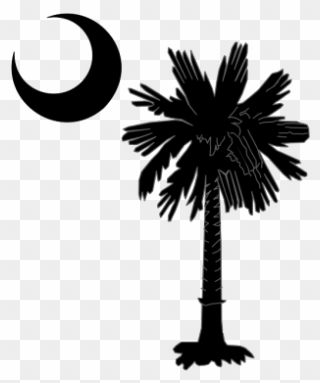 Sc Palmetto Tree Blue Right Side Moon Png Icons - South Carolina Flag Png Clipart