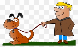 Spaziergang Mit Hund Comic Clipart