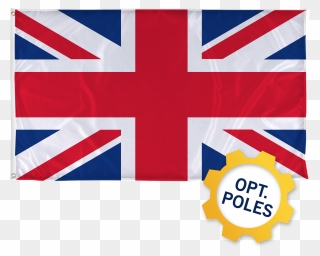 United Kingdom Flag W/ Optional Flagpole - Union Jack British Flag Print Clipart