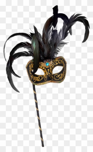 Mardi Ball Masquerade Gras Mask Dance Clipart - Masquerade Mask With Handle - Png Download