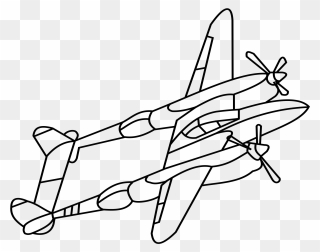 P38 Fighter Plane Ww2 Clip Arts - Ww2 Fighter Plane Drawings - Png Download