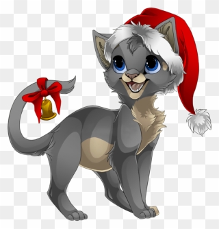 Transparent Animierte Cliparts Weihnachten - Santa Cat Cartoon Clupart - Png Download