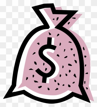 Vector Illustration Of Money Bag, Moneybag, Or Sack - Pink Money Bag Png Clipart