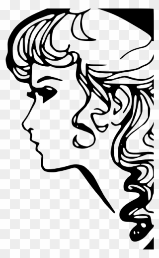 Vector Illustration Of Outline Female Face - Womans Profile Face Drawing Free Clipart