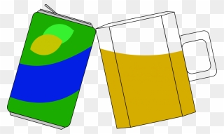A Lemon Lime Soda Can Cheersing With A Beer Mug Clipart