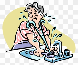 Vector Illustration Of Do It Yourself Home Improvement - Broken Faucet Cartoon Png Clipart